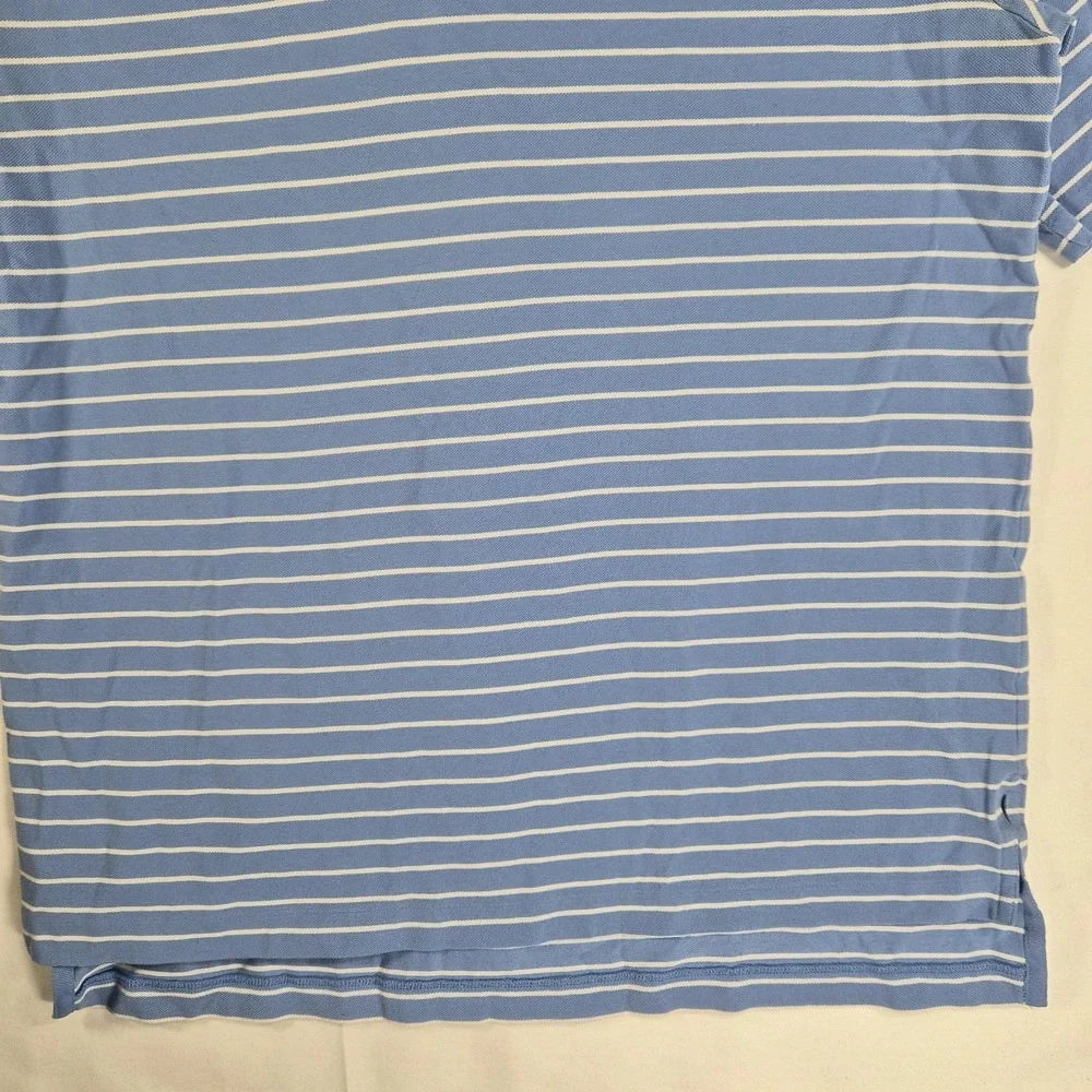 Polo Golf Ralph Lauren Men's Medium Blue White Striped Polo Shirt Short..